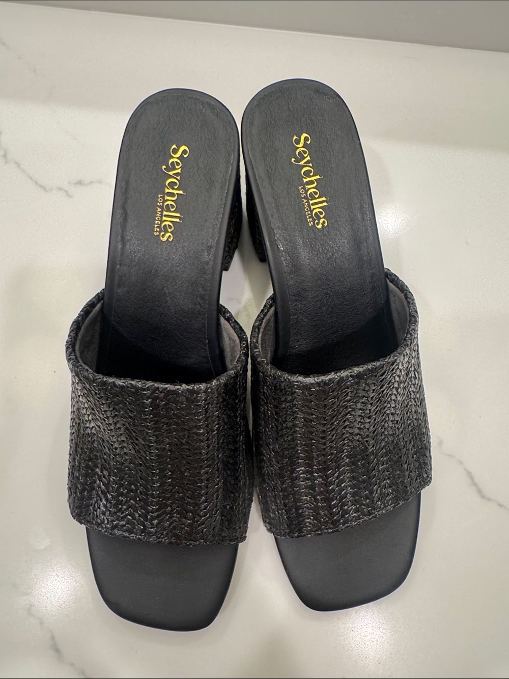 Seychelles Black Woven Slide Sandals size 10